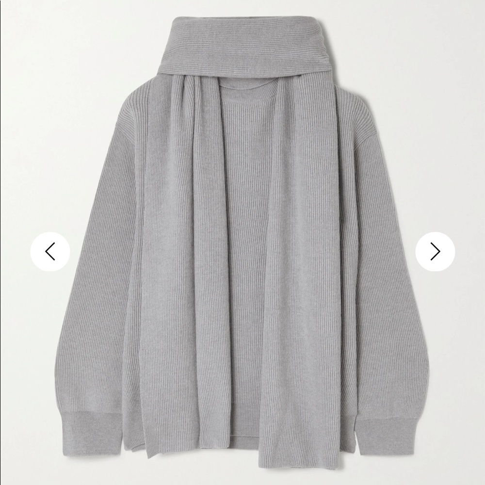 The Frankie Shop Cleo Sweater and Scarf in Ice Gray